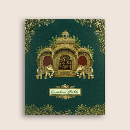 Royal Blue Padded Elephant Wedding Card - KAA05750