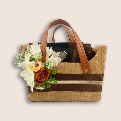 Beige Floral Luxury Gift Hamper Basket - KLGH0160