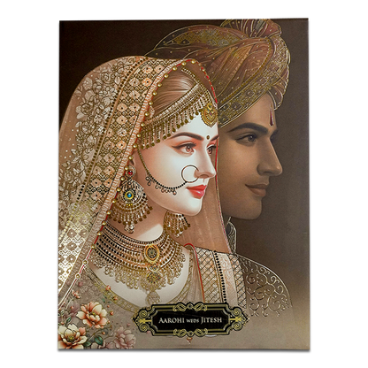 Brown Bridal Portrait Padded Wedding Card-KSH72400