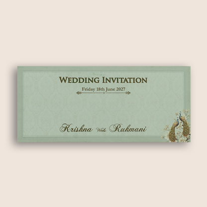Pastel Green MDF Floral Laser Cut Wedding Card - KJTS1911