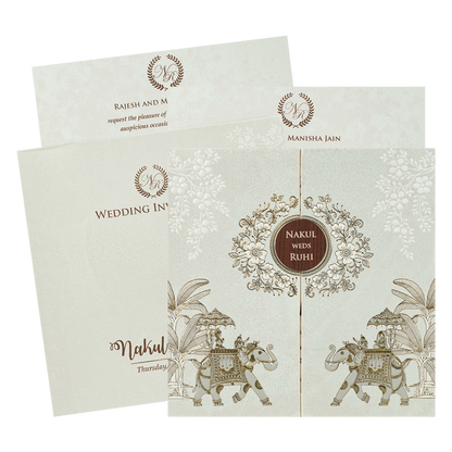 White Elephant Procession Wedding card-KRE28580