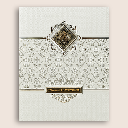 White Embossed Floral Invitation Card-KNK4106W