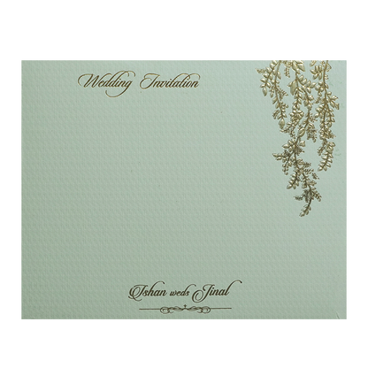 Luxury Green &amp; Gold Padded Wedding Card - KMMWD1113