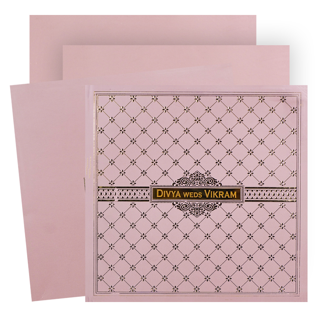 Pink Padded Floral Wedding Card-KNPO5573P