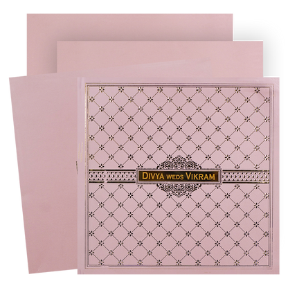 Pink Padded Floral Wedding Card-KNPO5573P