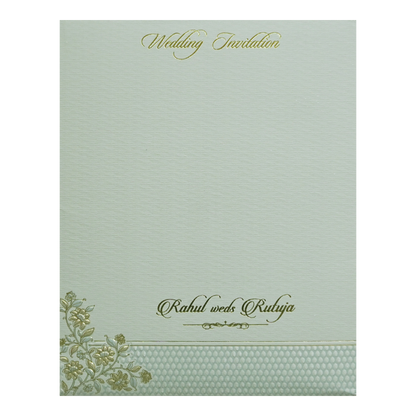 Beige Grey Floral Embossed Classic Wedding Card - KMMWD1109