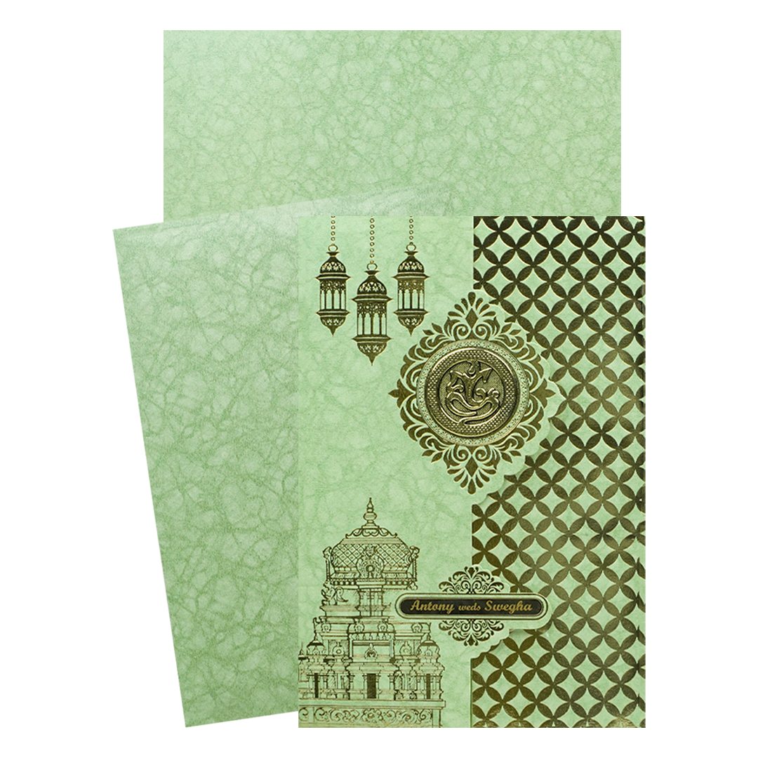 Green Door Style Floral Traditional Wedding Card - KNK3601GN