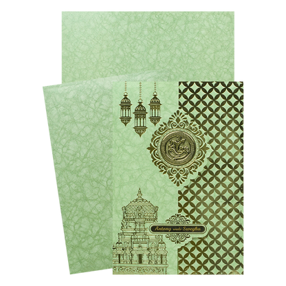 Green Door Style Floral Traditional Wedding Card - KNK3601GN