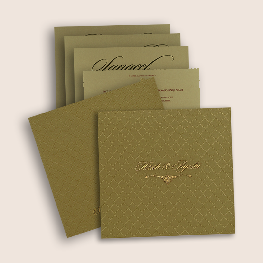 Pastel Brown Floral Padded Wedding Card - KPR020130
