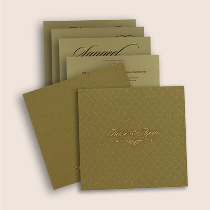 Pastel Brown Floral Padded Wedding Card - KPR020130