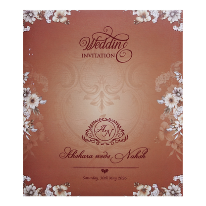 Brown Floral Door Wedding Invitation Card - KVN07600