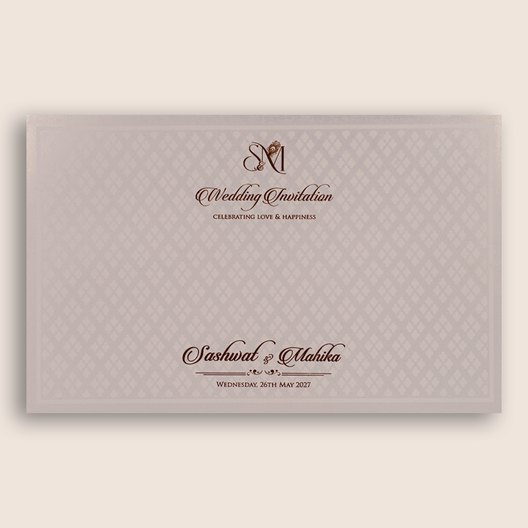 White Royal Baraat Padded Wedding Invitation Card - KRE29300