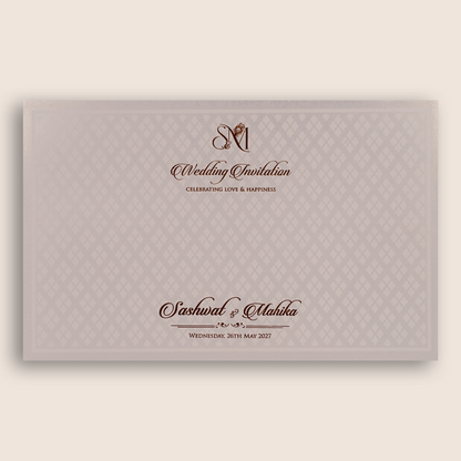White Royal Baraat Padded Wedding Invitation Card - KRE29300