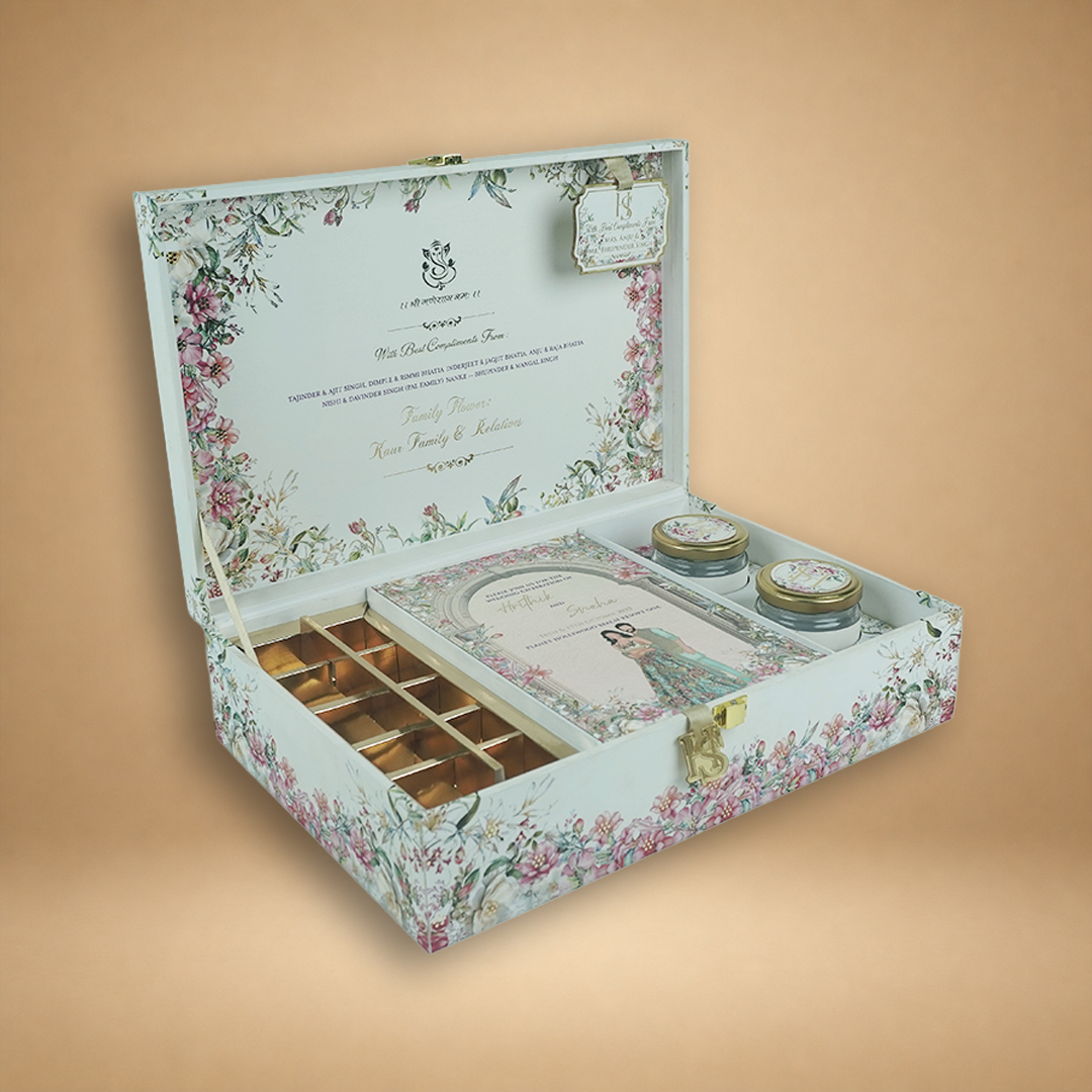 White Premium Bride Groom Luxury Invitation Box - KNLW202540