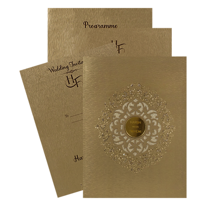 Gold laser-cut embossed floral mandala Wedding Card-KSI64950