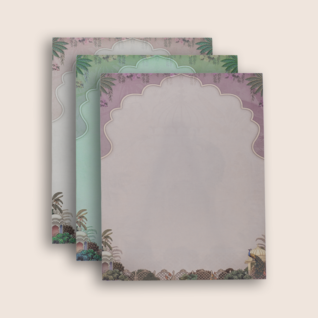 Pastel Pink Jharokha Padded Laser Cut Wedding Card - KAA05930