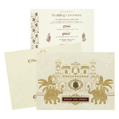 White Palace Elephant Wedding Card - KRE28620