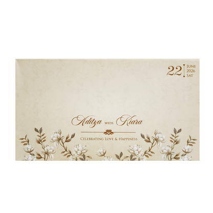 Cream Gold Floral Laser-Cut Wedding Card-KFR16150
