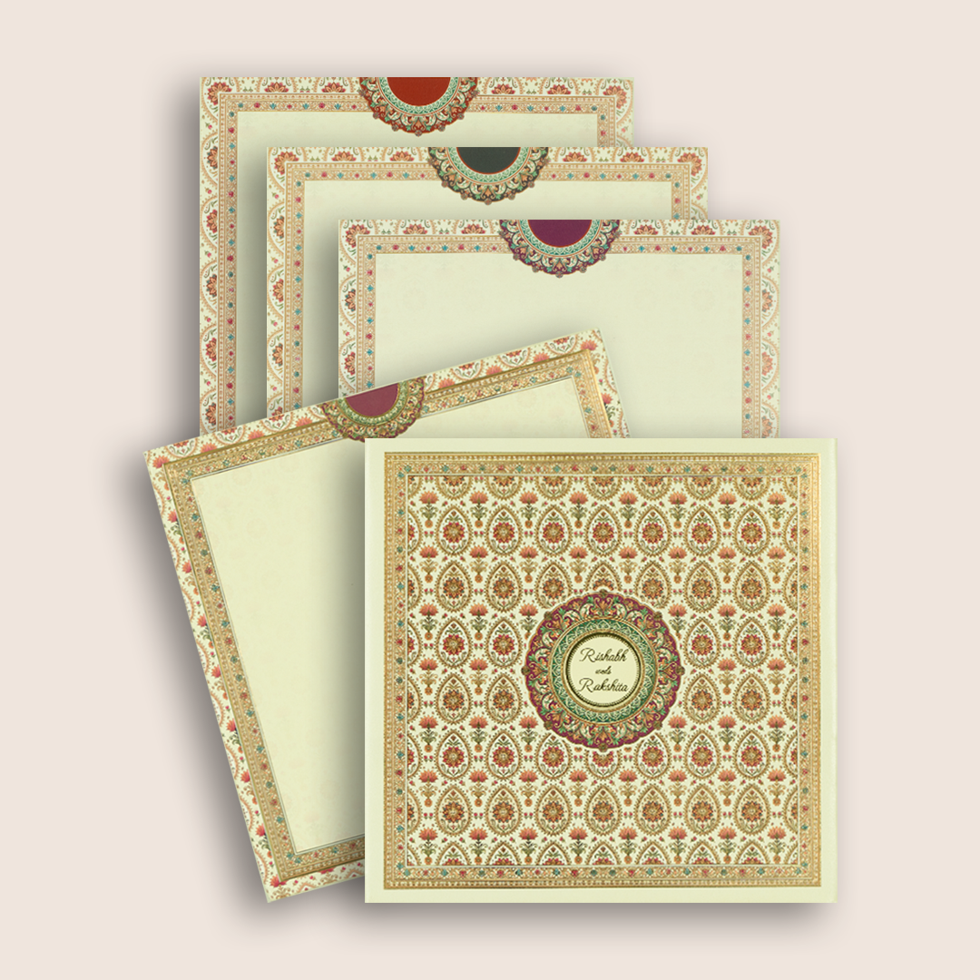 Cream Floral Pattern Premium Invitation - KAA06330