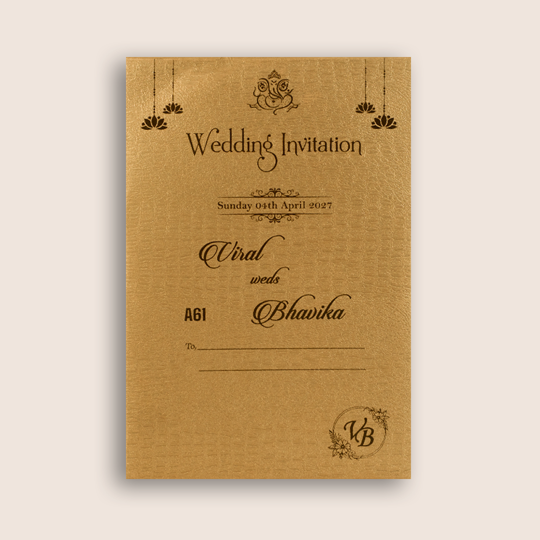 Metallic Gold Laser Cut Wedding Invitation - KMARA610