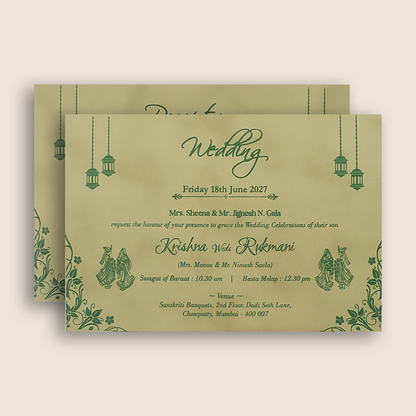 Velvet Floral Padded Door Style Invitation Card - KJTS1952