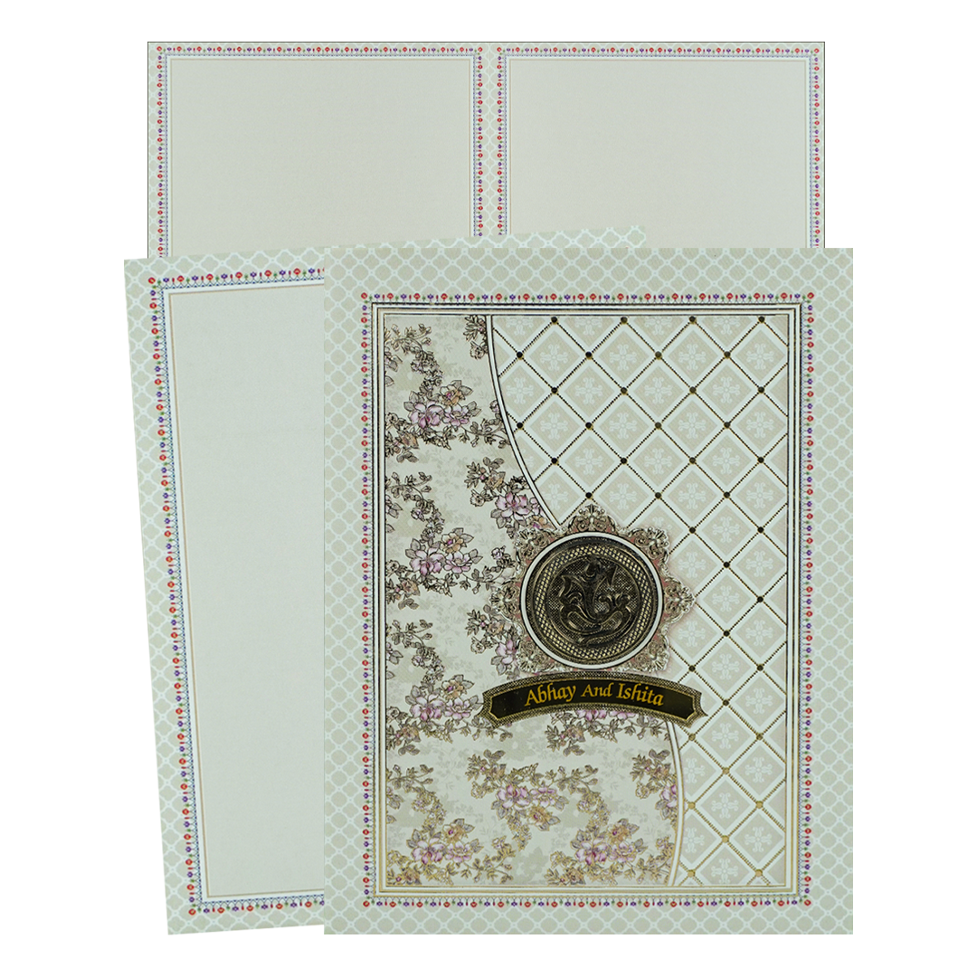 Grey Floral Wedding Card-KNKC4096