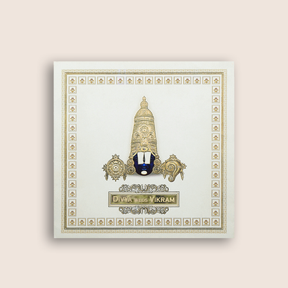White God Balaji Theme Wedding Card - KNKD8110