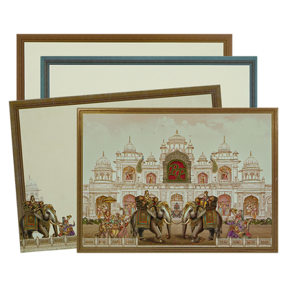 Brown Palace Elephant Padded Premium Wedding Card - KAK01770