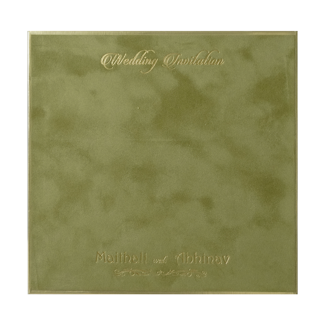 Green Gatefold Padded Wedding Card-KMMWD1166