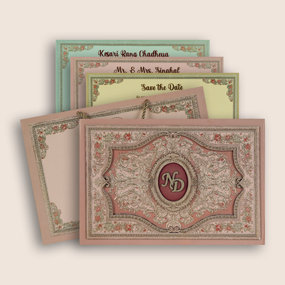Pastel Pink Floral Monogram Luxury Invitation Box - KSI32860