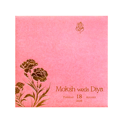 Pink Gold Floral Wedding Card-KPR06130