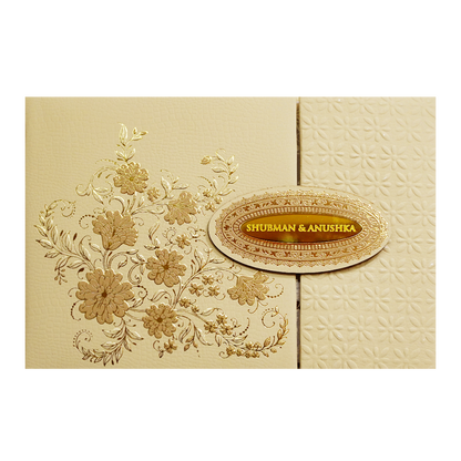 Royal Padded Embossed Gold Wedding Invitation Card-KRB09661