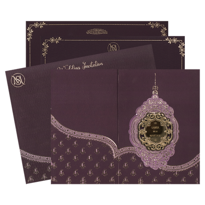 Purple Gold Floral Wedding Card-KSI65110