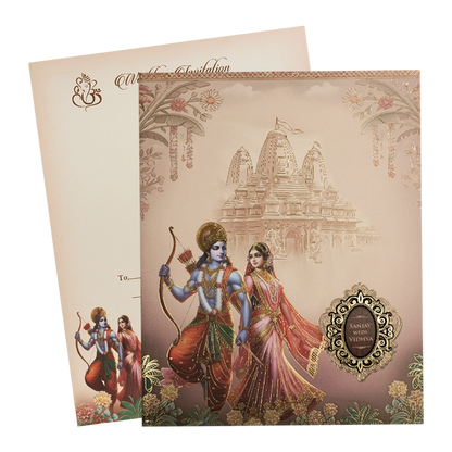 Rama Sita Temple Themed Wedding Card-KSH72320