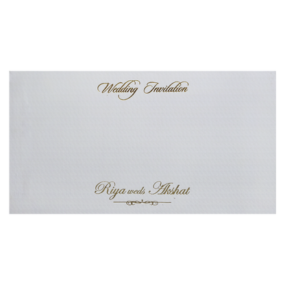 White Minimal Padded Classic Wedding Card - KMMWD1130