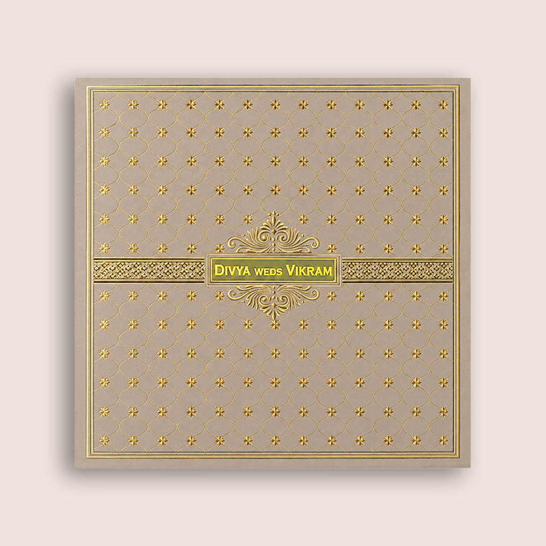 Metallic Pink Floral Wedding Invitation Card - KNTR2502P