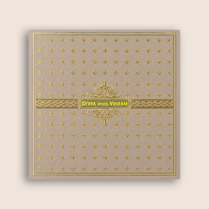 Metallic Pink Floral Wedding Invitation Card - KNTR2502P