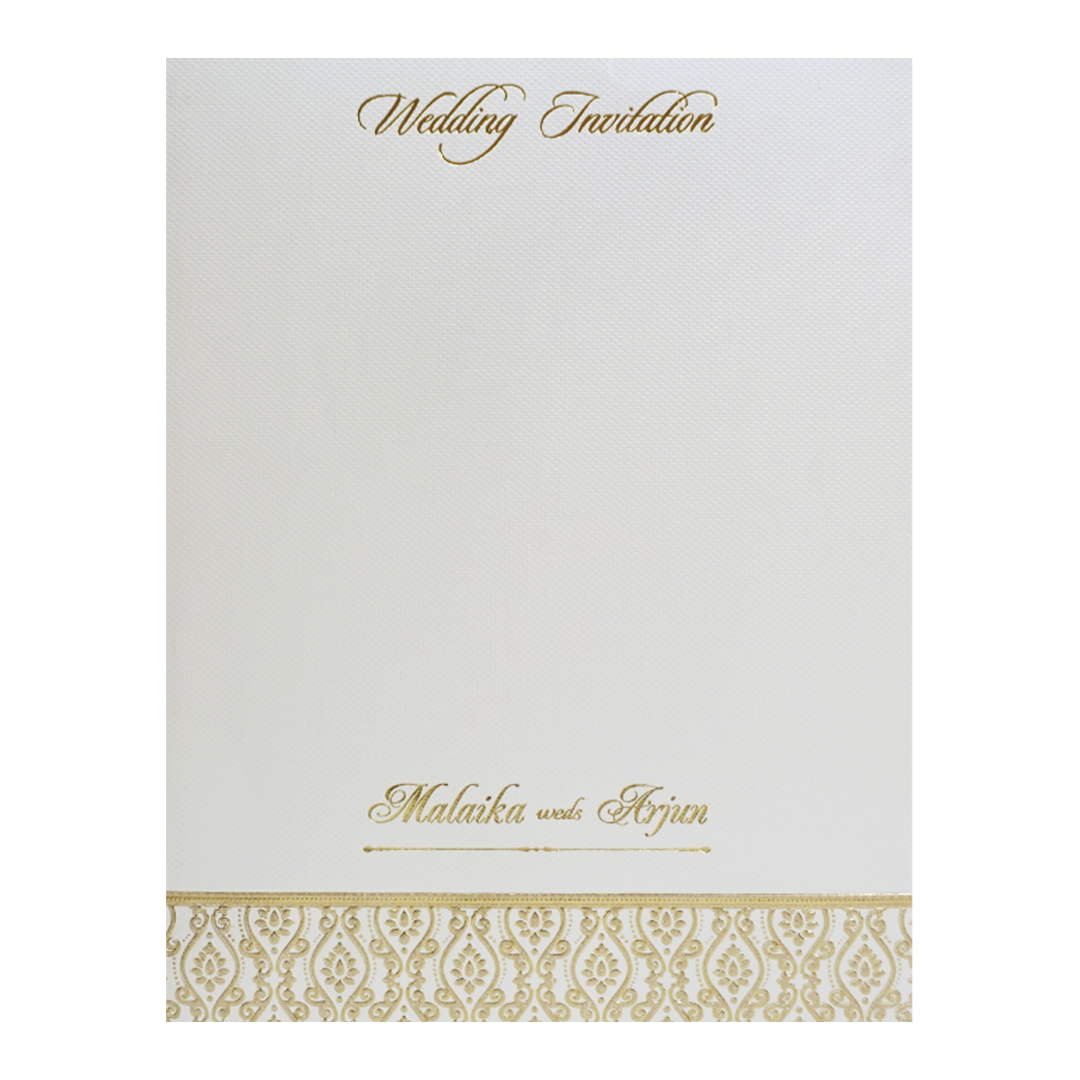 White Laser Cut Floral Modern Padded Wedding Card-KMMEX8250