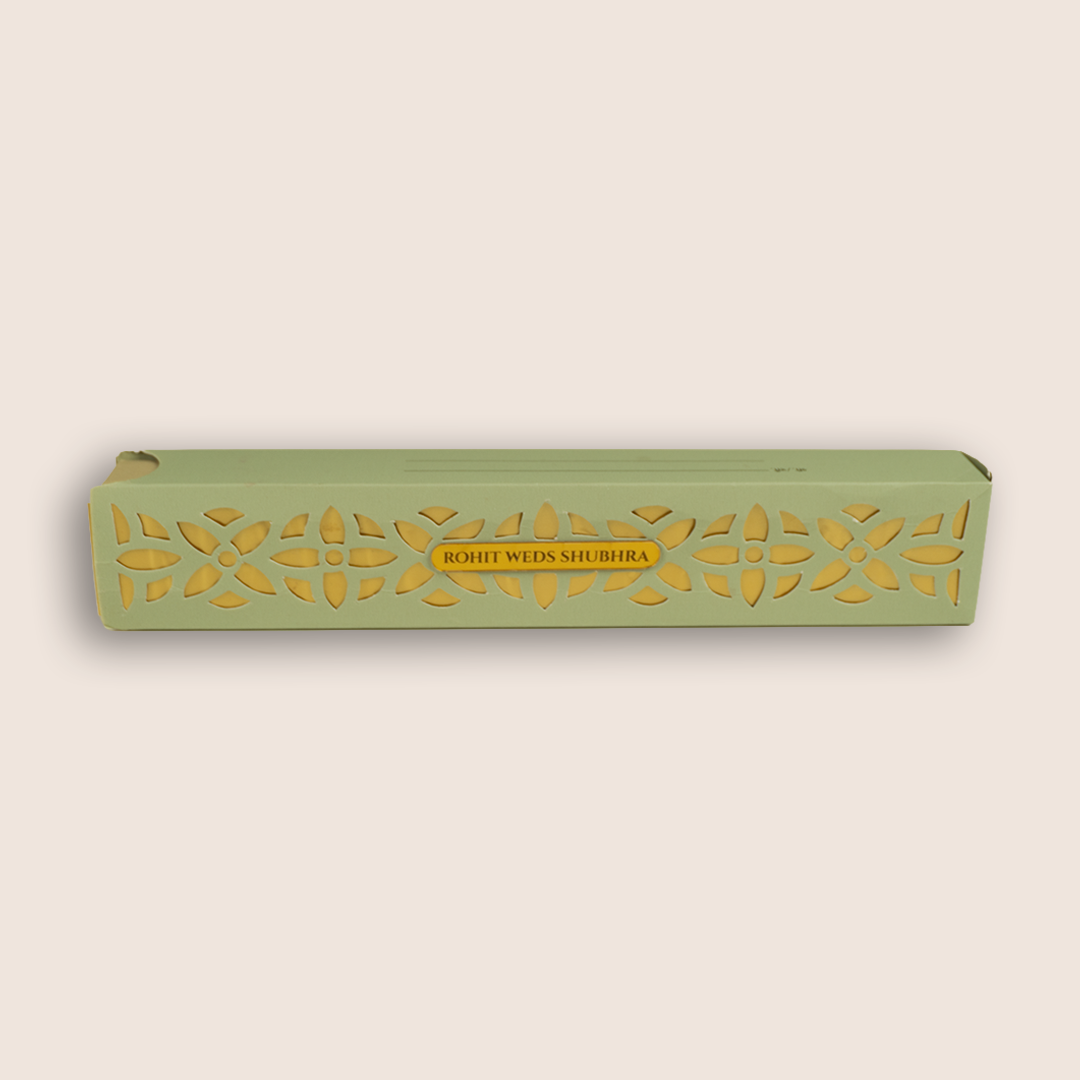 Pastel Green Laser Cut Scroll Box Card - KJPS2926