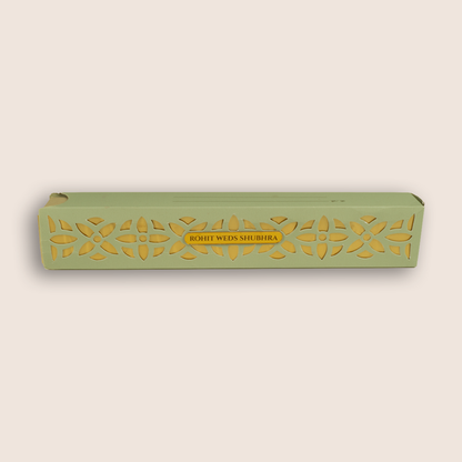 Pastel Green Laser Cut Scroll Box Card - KJPS2926