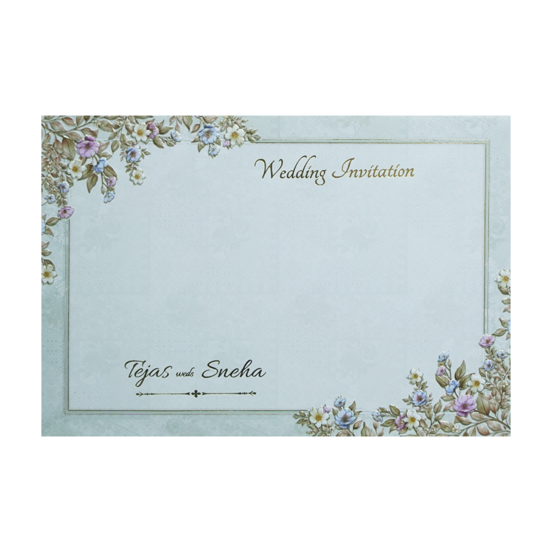 Green Laser Cut Padded Floral Embossed Wedding Card-KMMEX8090