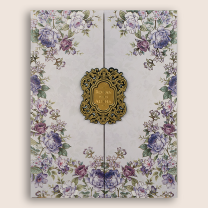 Lavender Floral Door Style Padded Wedding Invitation - KFR17320