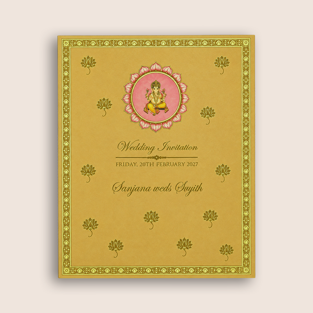 Sandal Lord Shiva Parvathi Padded Premium Wedding Invitation - KNLW202580
