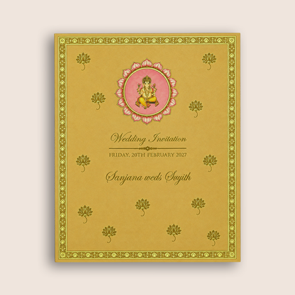 Sandal Lord Shiva Parvathi Padded Premium Wedding Invitation - KNLW202580