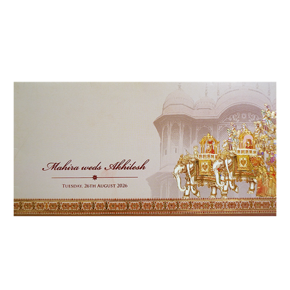 Beige Royal Baarat Boxed Wedding Card-KPR06530