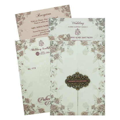 Vintage Green Rose Wedding Card-KJTS1772