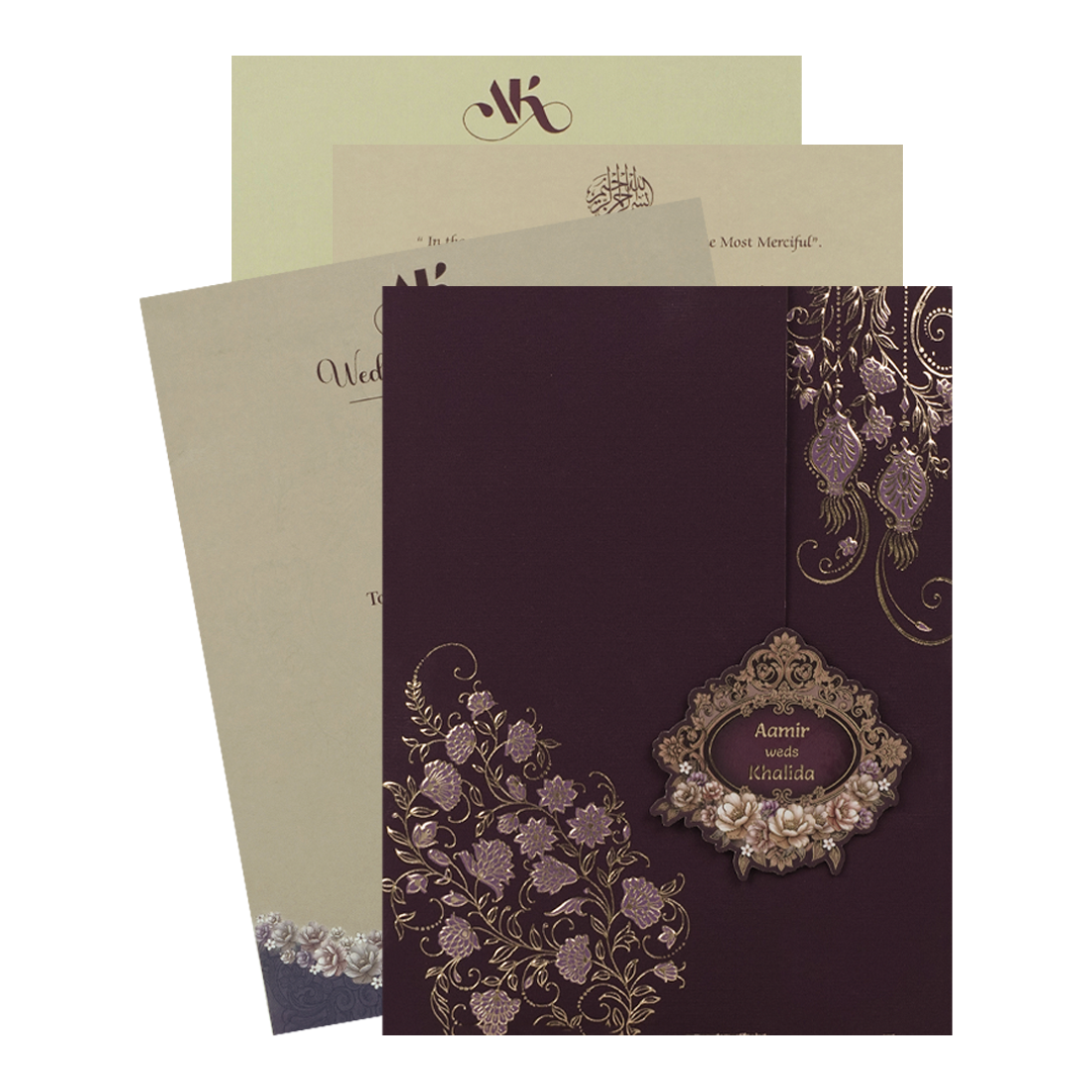Purple Floral Wedding Card-KSI65020