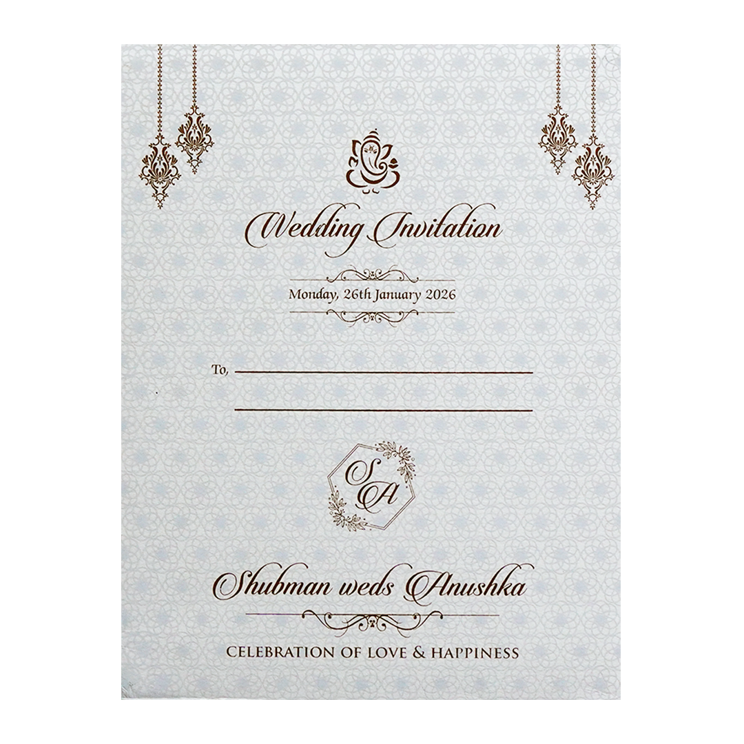 Royal Padded Embossed Floral Wedding Invitation Card-KRB09701
