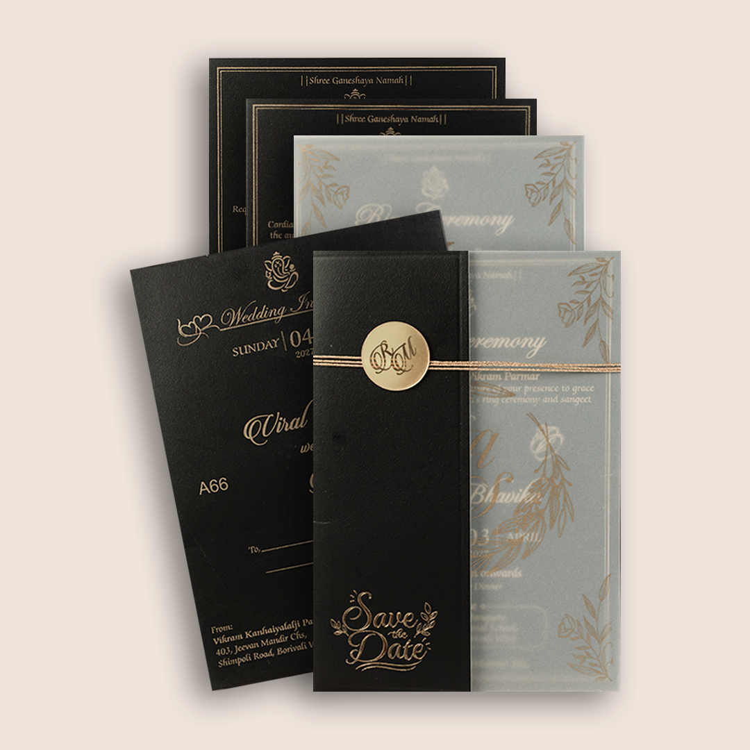 Black Floral Wedding Invitation - KMARA660