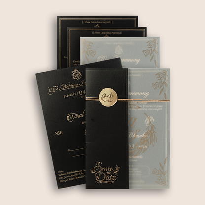 Black Floral Wedding Invitation - KMARA660